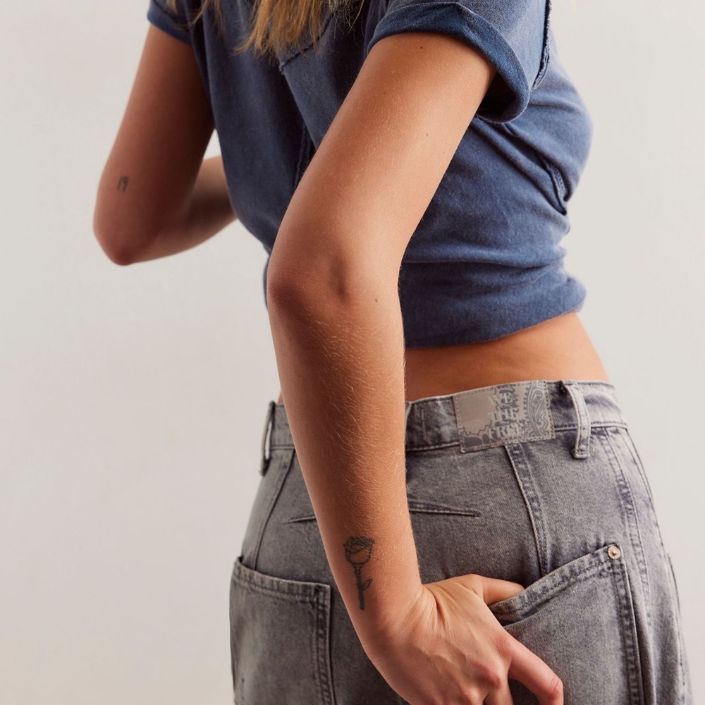 Free People Gray Boyfriend Jeans with Modern Stretch The Barrell jean